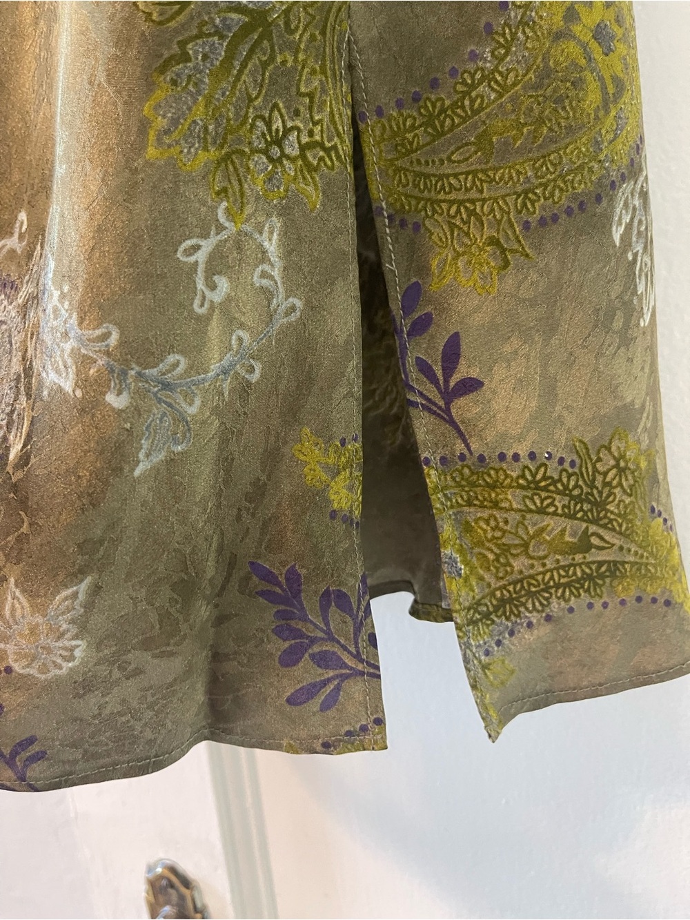 Victoria's Secret Olive Green Paisley Slip Dress - Picture 2 of 5